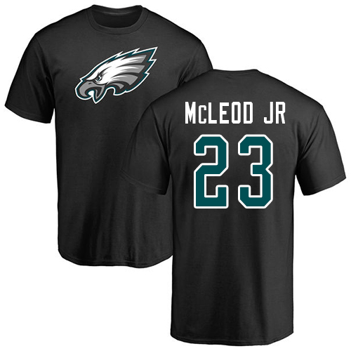 Men Philadelphia Eagles #23 Rodney McLeod Black Name and Number Logo NFL T Shirt